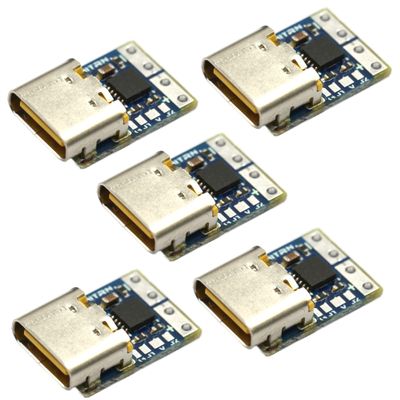 (5 Pack) JacobsParts USB Type C PD 5V DC Fixed Voltage Power Trigger Module 5A Type-C Female Input