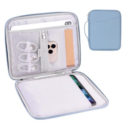 9-11 Inch Tablet Carrying Case, Padded Travel Sleeve Bag for iPad Pro 11-in (M4), iPad 10.9 (10th Gen), iPad Air 11-in (M2), Galaxy Tab S9/S8 (PU-Misty Blue11)
