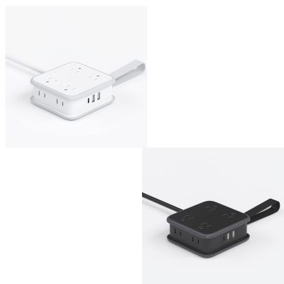 NTONPOWER Flat Plug Power Strip, 8 Widely Outlets with 3 USB (1 USB C), 5 ft Wrapped Around Extension Cord, Wall Mount, 3 Side Outlet Extender Power Strip for Home, Dorm, Office, Travel