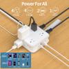 NTONPOWER Flat Plug Power Strip, 8 Widely Outlets with 3 USB (1 USB C), 5 ft Wrapped Around Extension Cord, Wall Mount, 3 Side Outlet Extender Power Strip for Home, Dorm, Office, Travel view 2