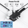 NTONPOWER Flat Plug Power Strip, 8 Widely Outlets with 3 USB (1 USB C), 5 ft Wrapped Around Extension Cord, Wall Mount, 3 Side Outlet Extender Power Strip for Home, Dorm, Office, Travel view 3