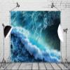 Loccor 10x6.5ft Fabric Ocean Waves Backdrop Ocean Splashing Waves Blue Clean Aerial Photography Background Vacation Holiday Trip Birthday Party Decor Kid Couple Adult Portrait Photo Studio Props view 2