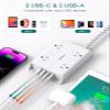 Surge Protector Power Strip, Addtam 5 ft Flat Plug Extension Cord with 4 USB Wall Charger(2 USB C Port), 4 Widely Outlets Desk Charging Station, Home Office and College Dorm Room Essentials view 4