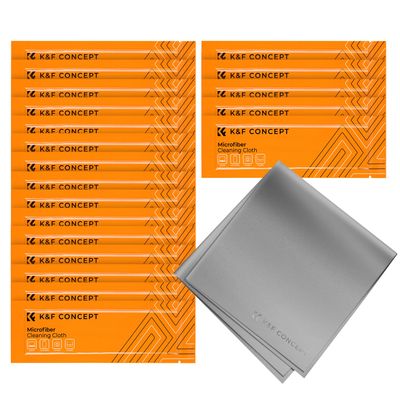 K&F Concept 20 Pack Microfiber Cleaning Cloths - Lens Cleaning Cloth for Cleaning Camera Lenses, Glasses, Screens, Cameras, Eyeglasses, LCD TV Screens, Tablets Washable
