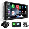 Double Din Car Stereo with Dash Cam,Compatible with Apple Carplay,Android Auto,7 inch Touch Screen Car Radio with Backup Camera Bluetooth Support Mirror Link Navigation FM Radio view 1