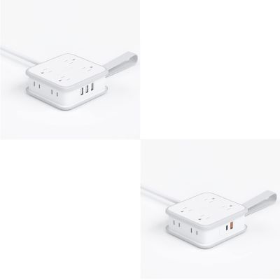 NTONPOWER Flat Plug Power Strip with USB Ports, GaN 45W USB C Ports, 8 Outlets and 2 USB, 3 Side Outlet Extender, Wall Mount, USB Charging Station for Home Dorm Travel Essentials