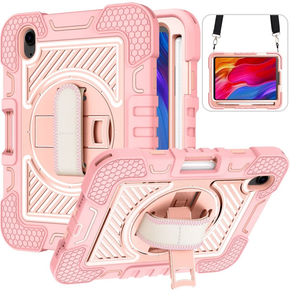 SGTD Case Cover Shockproof Durable Protective Cover Durable 360 Degree Rotating Bracket Case Compatible with iPad mini 6 Case (8.4-inch, 2021) Tablet Cover (Color : Rose Gold)
