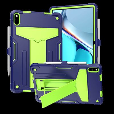 SGTD Case Cover Case Compatible with Huawei Matepad 11 2021,with Kickstand Three-Layer Hybrid Full Body Case Rugged Shock-Proof Fall Protection Cover Tablet Cover (Color : NAVYBLUE+Olivine)