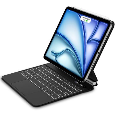 GOOJODOQ Magnetic Keyboard for iPad Air 11 inch M3 2025/M2 2024 & iPad Pro 11 inch (4th/3rd/2nd/1st) Gen 2022,iPad Air 5th/4th Gen 10.9",Upgraded Trackpad with 7 Color Backlit Floating Keyboard-Black