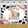 This is My First Rodeo Photo Backdrop Girl 1 Year Old Birthday Background Cloth Flowers Flowers Cowgirl Photo Studio Props Birthday Party Decorations Vinyl (5ft3ft) view 1