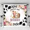 This is My First Rodeo Photo Backdrop Girl 1 Year Old Birthday Background Cloth Flowers Flowers Cowgirl Photo Studio Props Birthday Party Decorations Vinyl (5ft3ft) view 2