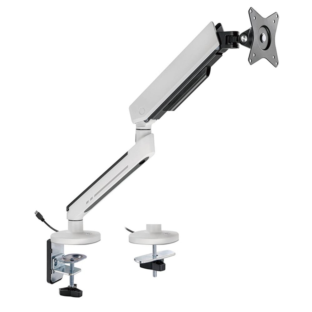 Greenhouse GH-GAMB1-WH Luminous Monitor Arm, Mechanical Spring, Compatible with 17 to 32 Inches, Load Capacity 4.4 to 19.8 lbs (2 to 9 kg), Compatible with Large LCD Screens, LED Included, Gaming