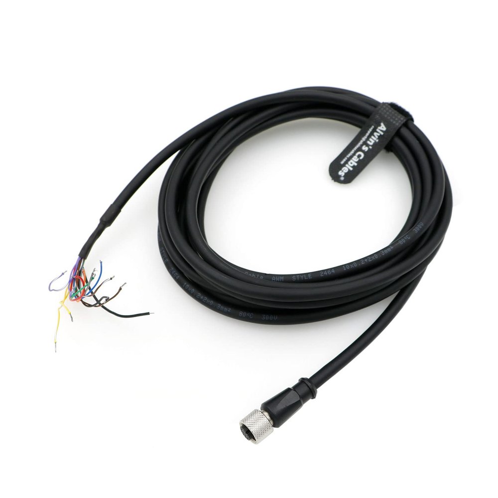 Alvin's Cables M12 A-Code 12 Pin Female to Open End Power I/O Cable for Cognex Industrial Camera, Industrial AutomationSensor Actuator, Control System, High-Flex Shielded Cable 3.3ft/1m