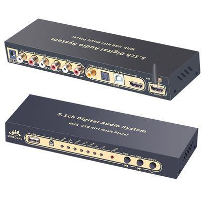5.1CH Audio Converter Decoder DAC DTS AC3 FLAC APE 4K*2K HDMI to HDMI Extractor HD Dolby Atmos U-Disk HDMI Bluetooth 5.0 Fiber Optic ARC Coaxial Cable for Blu-ray Player PS Computer