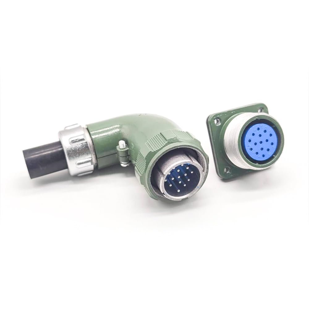 Elecbee Right Angle Waterproof Reverse Mount YD28 Series 15 Pin-TS+Z Male Plug Female Socket 10A Avation Connector
