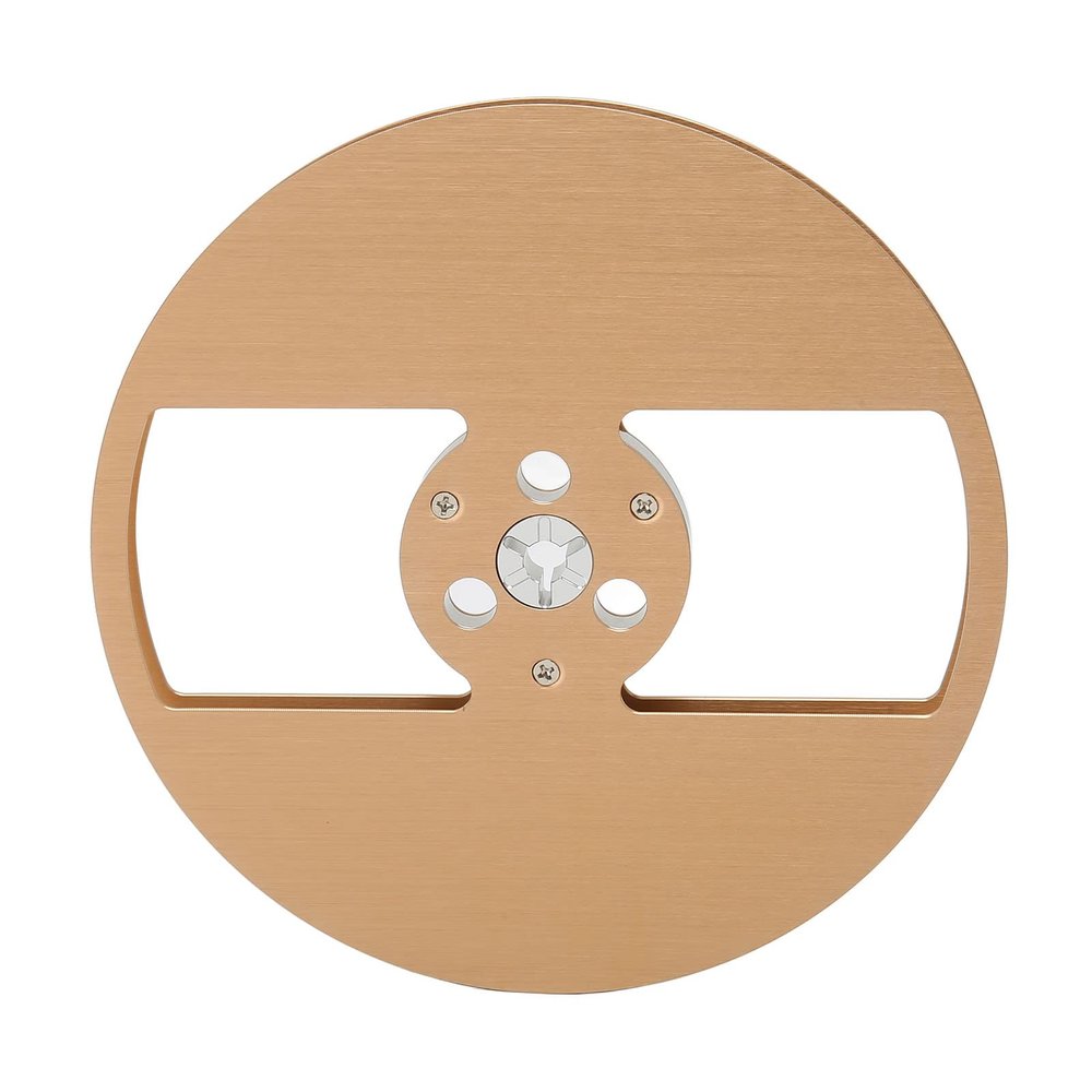1/4 7 Inch Empty Reel, Modern Classic Sound, Aluminum Alloy 2 Hole Opening Machine Part Tape Takeup Reel for TEAC, Easy Installing Reel with Less Noise (Gold)