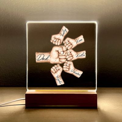 Personalized night light gifts for Dad, Daddy and Kids fist bump nightlight, Dad room decor nightlight, Fathers day gift from kids, Birthday gift for dad, Dad gifts for christmas gift/3