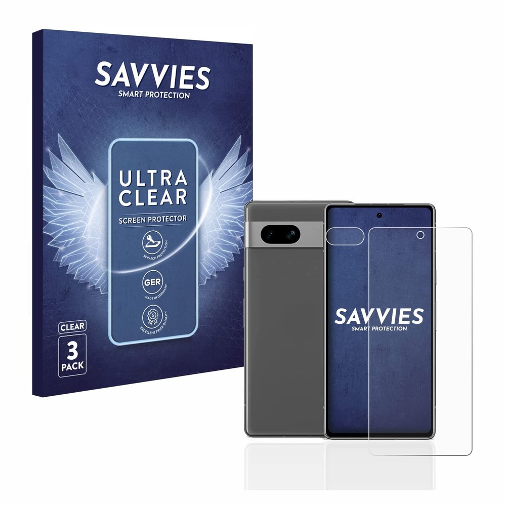 savvies Screen Protector Compatible with Google Pixel 7a (Front+Camera) Protection Film Clear 6-Pack