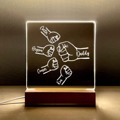 Personalized night light gifts for Dad, Daddy and Kids fist bump nightlight, Daddy gift, Dad room decor nightlight, custom Fathers day gift from kids, Birthday gift for dad, Father day decor gift/4