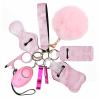 Safety Keychain Set for Women and Kids,Personal Safety Alarm,Soft Pom Pom and Whistle (Pink) view 1