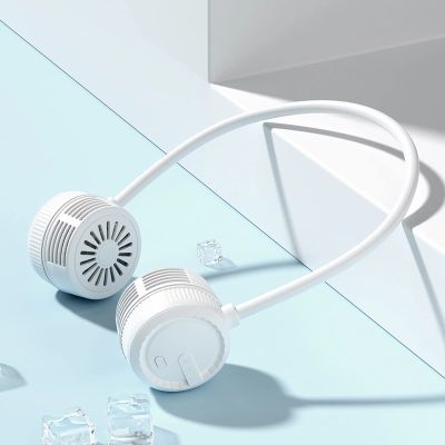 AMAZWI Portable 360 Neck Fan, Quiet Bladeless Neck Fan, Cooling Personal Fan, Usb Rechargeable,3 Speed Operation Adjustable, Outdoor Travel Indoor Home Office Sports Beach (White)