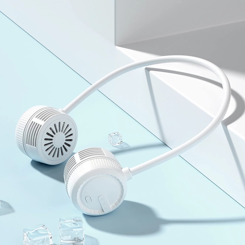 AMAZWI Portable 360 Neck Fan, Quiet Bladeless Neck Fan, Cooling Personal Fan, Usb Rechargeable,3 Speed Operation Adjustable, Outdoor Travel Indoor Home Office Sports Beach (White)