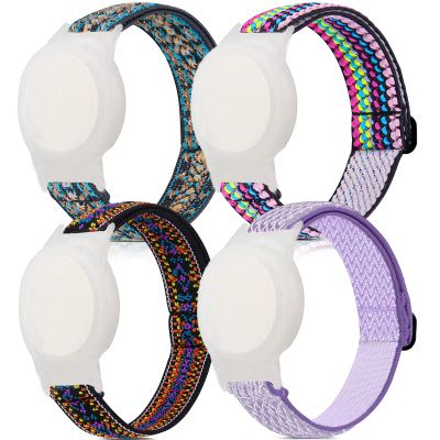 4 Pack Bands, Nylon Wristband for Anti Lost GPS Tracker Holder with Protective Case Watch Band, Adjustable Yibcaiic Bracelet