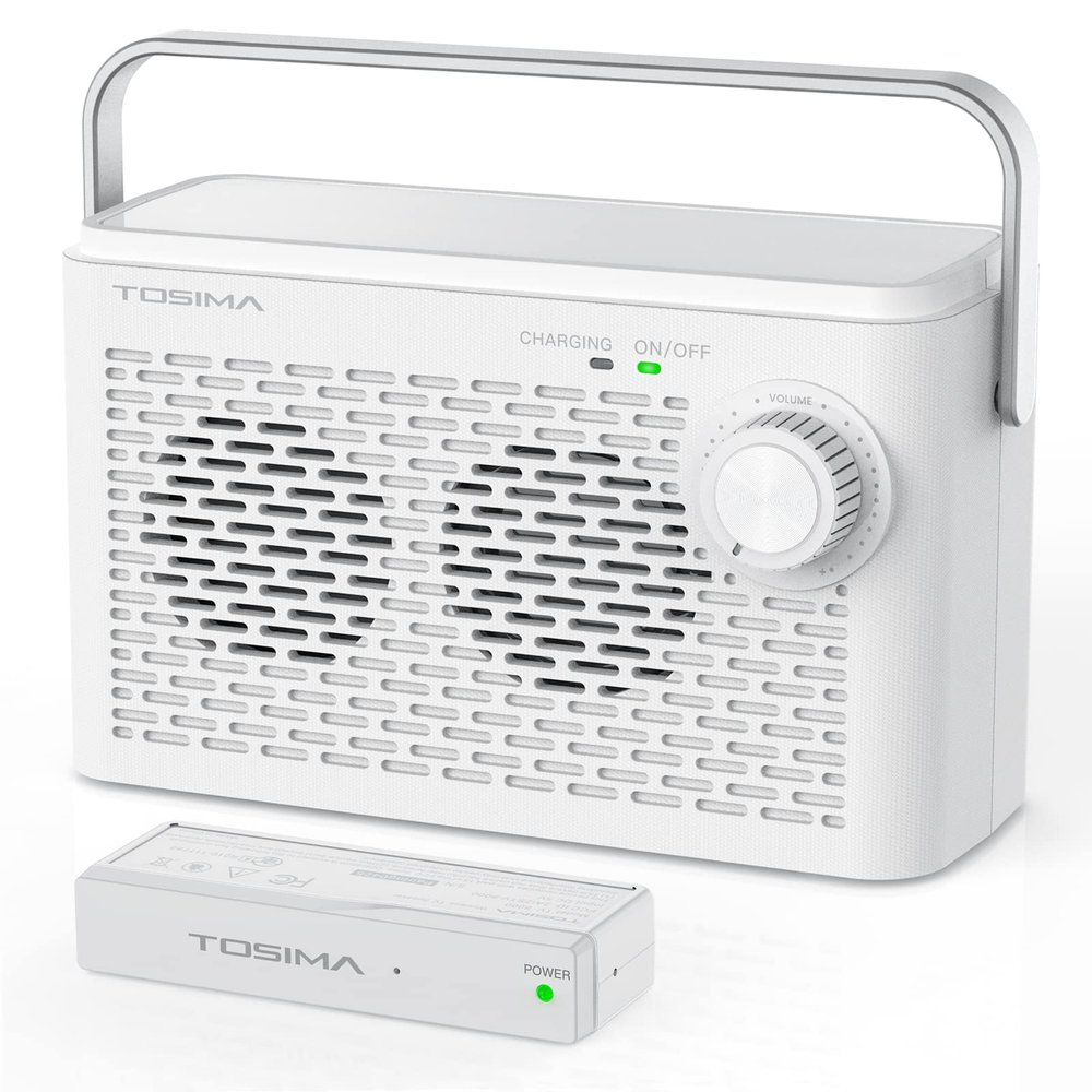 Tosima TV-8000W Wireless TV Speakers for Hard of Hearing, Portable TV Soundbox, Seniors Hearing Speaker for TV with Headphone Jack