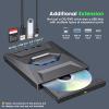 ROOFULL External CD DVD Drive USB 3.0 & USB-C CD ROM Burner DVD Player with USB Hub and SD Card Reader, Portable CD DVD +/-RW Optical Disk Drive Writer for Laptop PC Windows 11/10, Mac, Linux Computer view 4