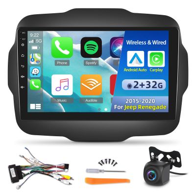Android Car Radio for Jeep Renegade 2015-2020 with DSP, Wireless Apple Carplay and Android Auto 9 inch Touchscreen Stereo GPS WiFi SWC Sub + AHD Backup Camera 2+64G