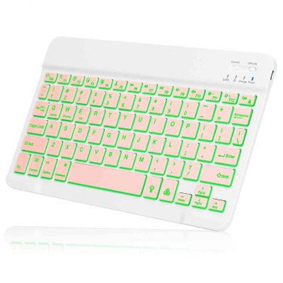UX030 Lightweight Ergonomic Keyboard with Background RGB Light, Multi Device Slim Rechargeable Keyboard Bluetooth 5.1 and 2.4GHz Stable Connection Keyboard Compatible with Samsung Galaxy S20+