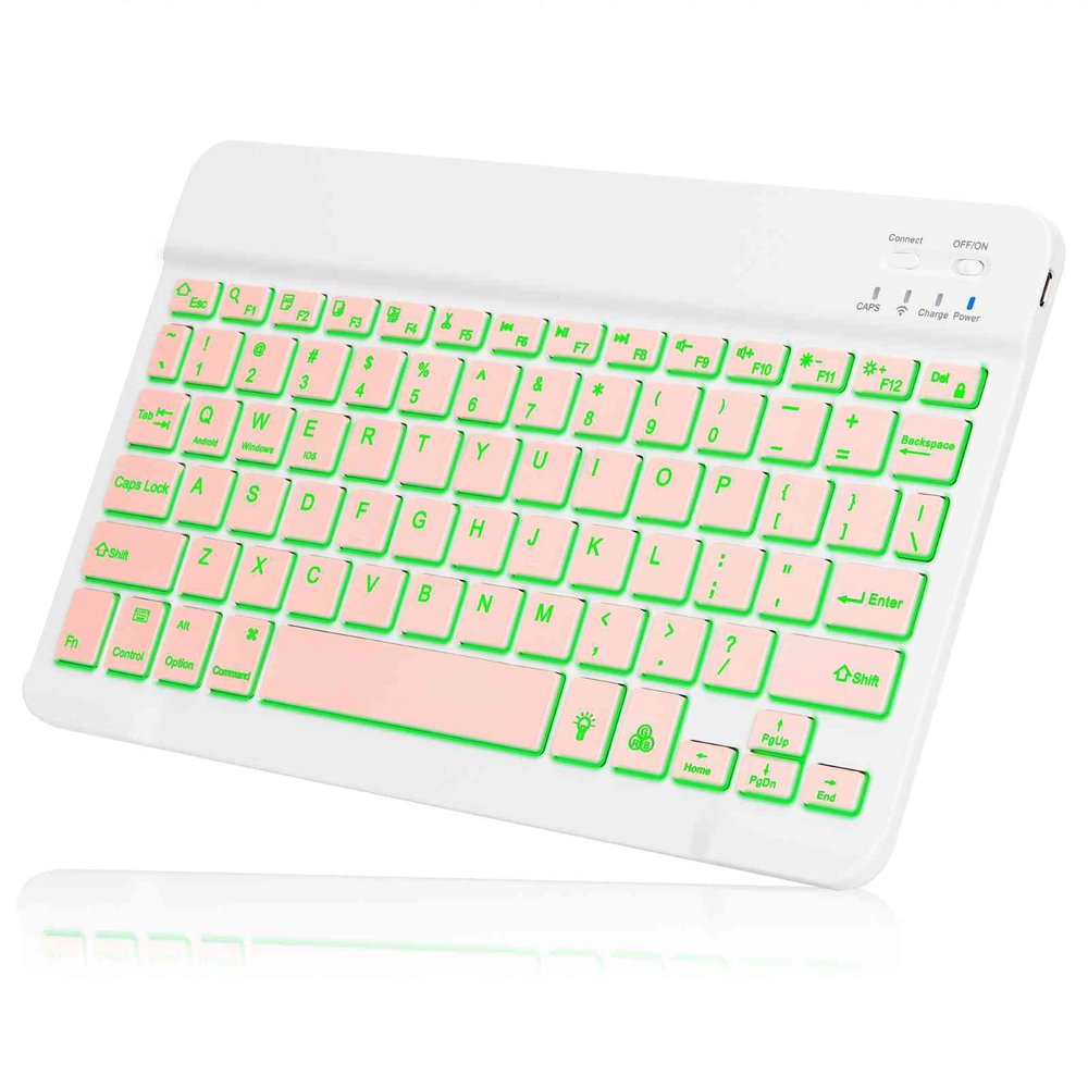 UX030 Lightweight Ergonomic Keyboard with Background RGB Light, Multi Device Slim Rechargeable Keyboard Bluetooth 5.1 and 2.4GHz Stable Connection Keyboard Compatible with Samsung Galaxy S20+