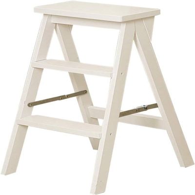 OKUOKA Step Stool,Portable Step Stool,3-Step Foldable Dual-Use Creative Stairs Ladder Chair Indoor Moveable Step Stools,42X48X64Cm,White