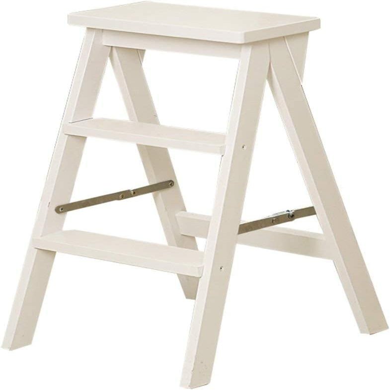 OKUOKA Step Stool,Portable Step Stool,3-Step Foldable Dual-Use Creative Stairs Ladder Chair Indoor Moveable Step Stools,42X48X64Cm,White