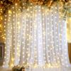 10ft x 10ft White Sheer Tulle Backdrop Curtains with Lights String for Party Wedding Wrinkle Free Curtain Backdrops Drapes for Baby Shower Birthday Party Photo Back Drop Background Home Decorations view 1