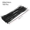 LJFMDLN 100pcs Cable Zip Ties 250mmx2.8mm Self-Locking Nylon Tie Wraps Black view 2