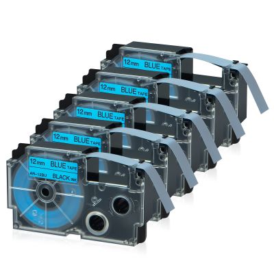 USUPERINK 5 Pack Compatible for XR-12BU XR-12BU2S Black on Blue 12mm Label IT Tape Cartridge for KL-G2 KL-60 KL-100 KL-120 KL-750 KL-780 KL-7000 EZ Label Printer