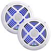 ATG Audio 6.5" RGB 2Way Marine Speakers  160 W Peak / 65 W RMS, WaterResistant Poly Cone + PEI Tweeter, Includes RGB Controller & Grilles (White, Pair) - ATG6.5MRGB-W view 1