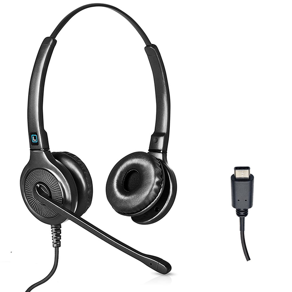 Leitner LH255  Headsets for Call Centers  Works with All VoIP Phone Systems  Comfortable for All Day Wear  USB-C