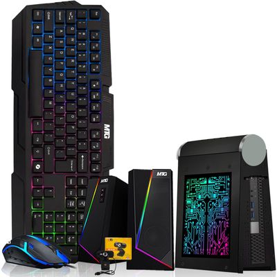CyberCube Mini PC Bundle, Intel Core i5, 16GB RAM, 256GB SSD, RGB Kit, Webcam, Windows 11 (Renewed)