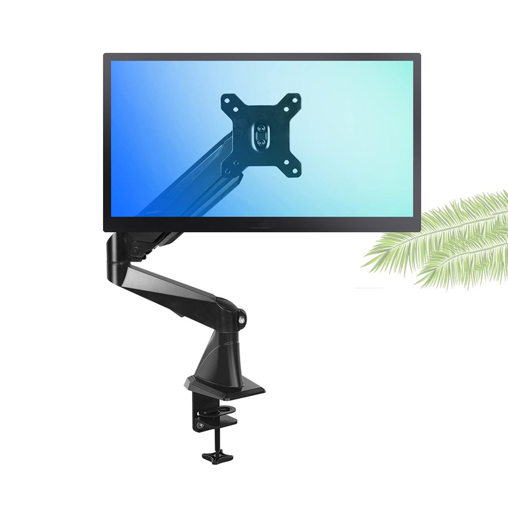 Monitor Desktop Mounting Bracket Monitor Arm Single Monitor Desk Mount Long Arm Monitor Stand Mount With Gas Spring Wall-mounted Height Adjustable VESA Bracket for 15"-27" Screen Computer Monitor Stan