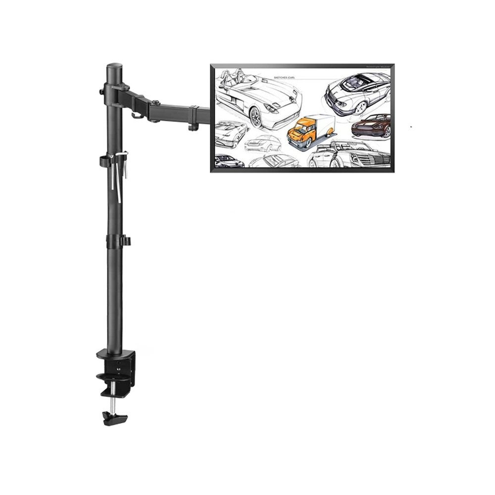 Monitor Desktop Mounting Bracket Computer Monitor Stand Long Single Monitor Desk Mount, 31.4 Inches Height Adjustable Monitor Stand Fits 10 to 27 Inch ScreensHolds Up to 21.8lbs Computer Monitor Stan