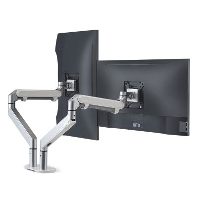 Monitor Desktop Mounting Bracket Monitor Arm Dual Monitor Stand Aluminum Alloy Double Gas Spring Arm Desk Mount Stand 17"-32"Monitor Mount Stand with C Clamp,VESA Mount 75/100mm Computer Monitor Stand