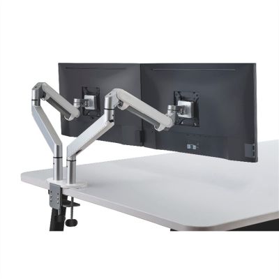 Monitor Desktop Mounting Bracket Monitor Arm 17-32Dual Monitor Stand, Gas Spring Dual Monitor Mount, Aluminum Full Motion Dual Monitor Arm, Holds up to 17.6lbs/arm Computer Monitor Stand ( Color : Si