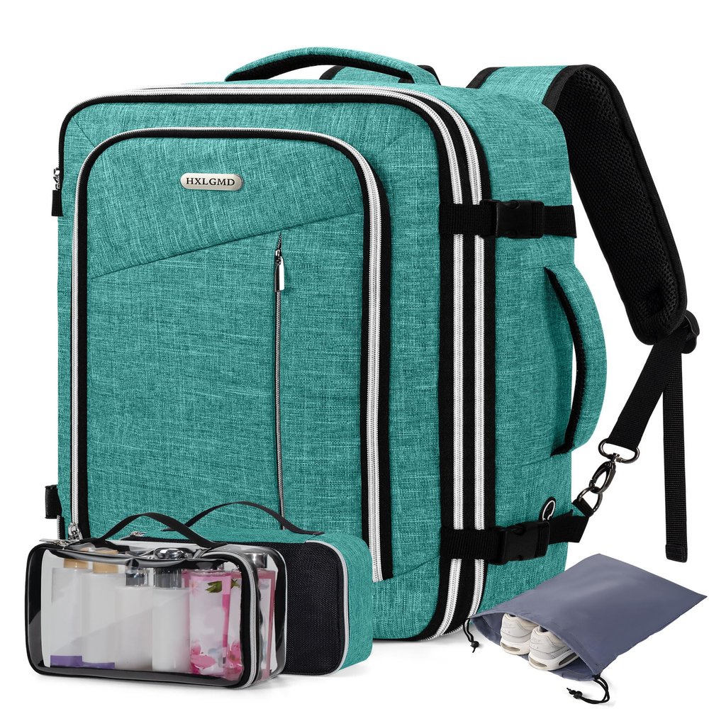 Travel Carry On 17.5" Laptop Expandable Backpack for Men Women, Personal Item Bag Waterproof Airline Approved with USB Charging Hole 3 Packing Cubes, Large Weekender Daypack Business Luggage Suitcase