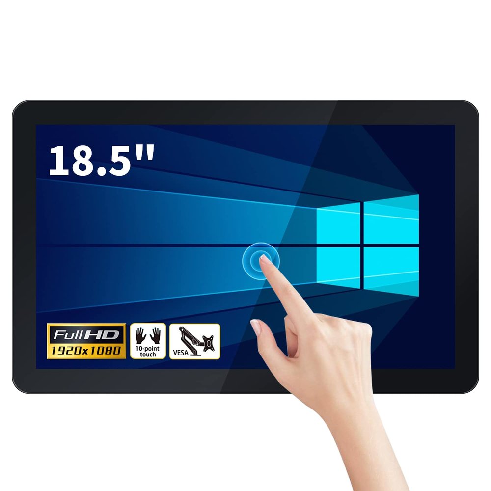 TouchWo 18.5 inch Touchscreen Industrial Computer Monitor, Wall Mountable WiFi & BT Smart Board for Office & Classroom, 1080P Display, Win-10 Pro, Core i5, 4GB RAM & 128G SSD