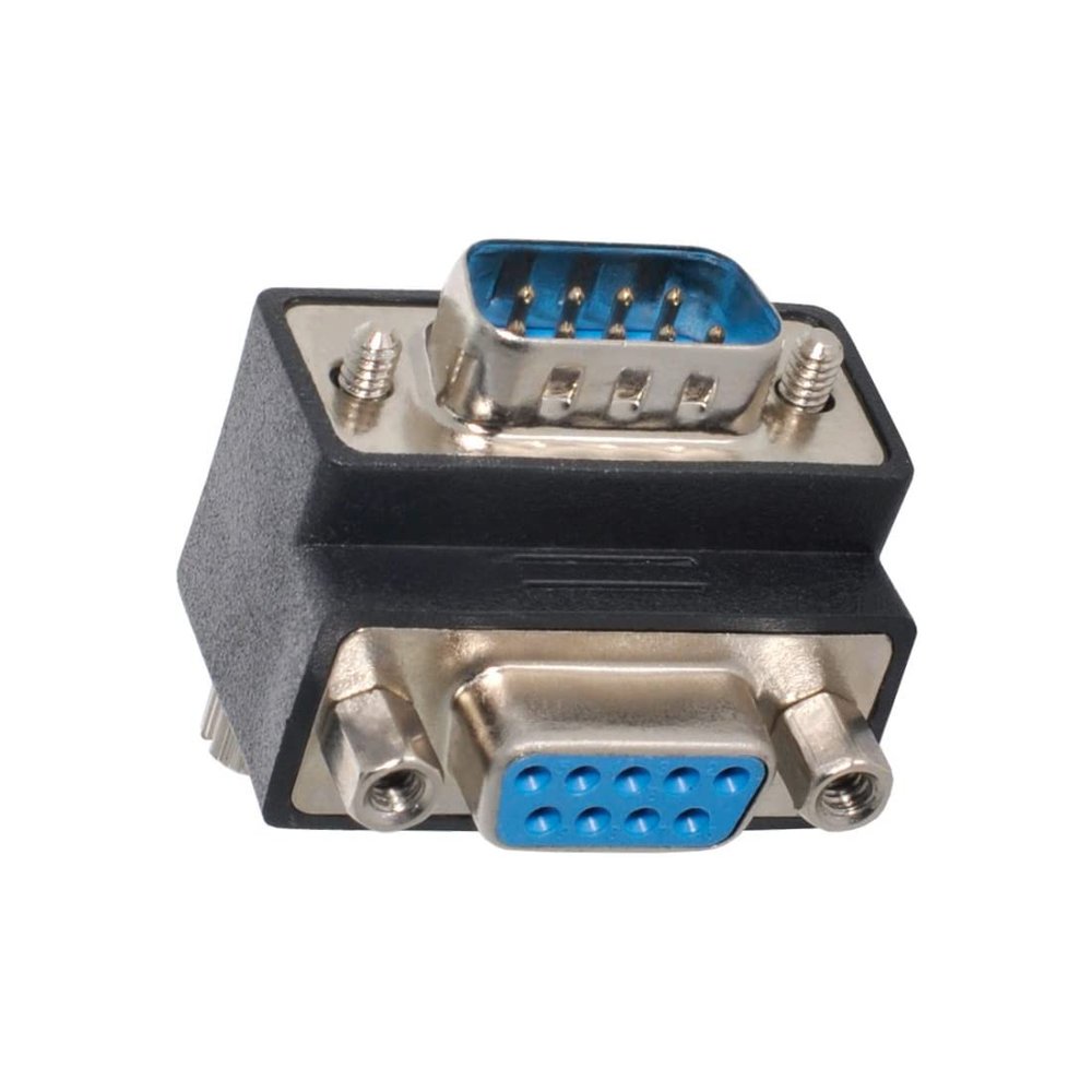 chenyang RS-232 Connectors,EIA RS-232 D-Sub 9Pin Male to Female 90 Degree UP Angled Gender Changer Extension Adapter for Monitor & Projector