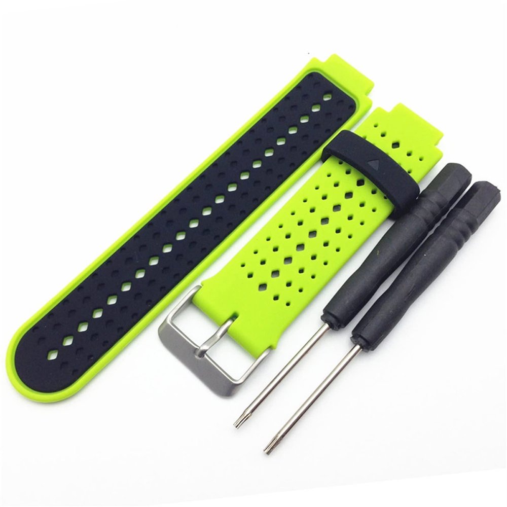 AEMALL Soft Silicone Watch Strap Replacement Wrist Watch Band For Garmin Forerunner 220/230/235/620/630 Watchband With Tools (Color : Green)