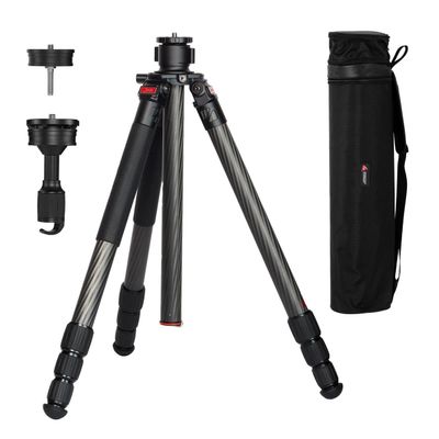 3Pod Everest T5 4-Section Carbon Fiber Tripod for Camera, Compact Travel Tripod w/Flexible Adjustment 6' 6" Max. & 4.9" Min. Height, Reversible Center Column for Low Angle Photography Camera Tripod