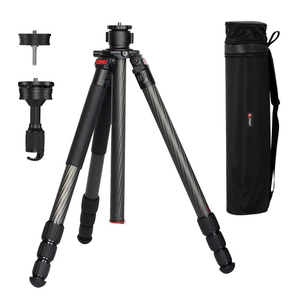 3Pod Everest T5 4-Section Carbon Fiber Tripod for Camera, Compact Travel Tripod w/Flexible Adjustment 6' 6" Max. & 4.9" Min. Height, Reversible Center Column for Low Angle Photography Camera Tripod